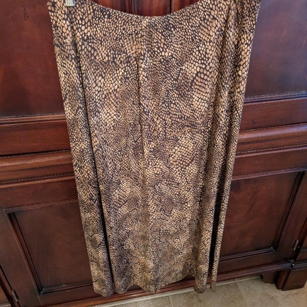 Judith Hart Brown Animal Print Midi Skirt